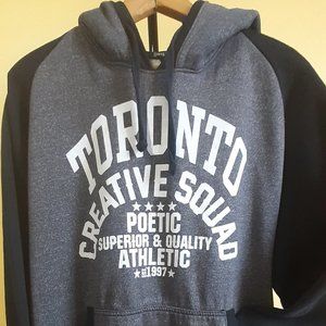 XL Men's Swag On Charcoal Gray and Black Sleeve Hooded Sweater